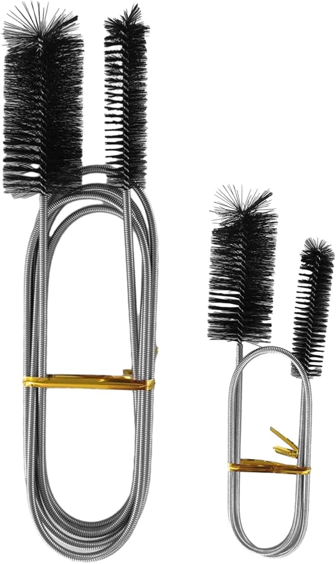 Flexible Long Drain Brush Set, Stainless Steel Tube Cleaning Brushes for Kitchen, Sink, Drain Pipe, with Large Double Elastic Nylon Ends, Cleaning Brushes for Household Use