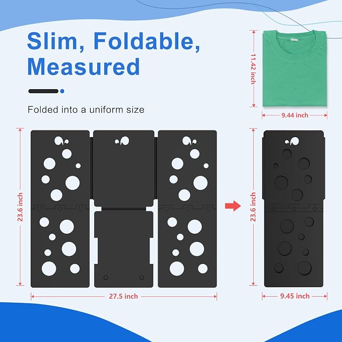 BoxLegend V5 T Shirt Folder Board Clothes Folding Board Durable Black | Laundry Folder,Tshirt Organizer,Plastic,For Adults and Kids,Laundry Sorter and Liner,Flip and Fold