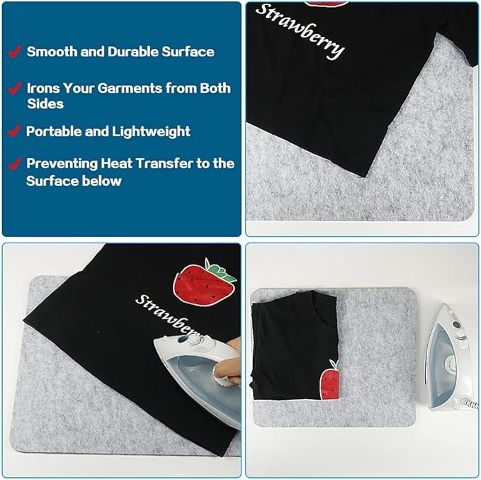 Pressing Mat Portable Felted Ironing Board, 1/2 Inch Thick Retains Heat Pad for Quilting Supplies Sewing Notions DIY Crafts (17 X 13.5 Inch)