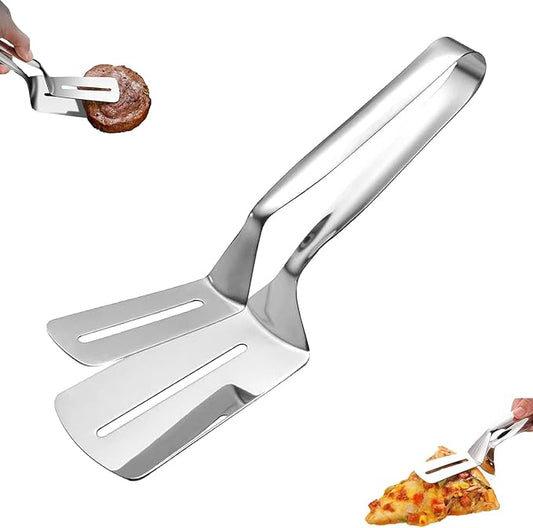 Stainless Steel Grill Clamp, Grill Clamp Spatula, Anti-Scald Extended Handle Spatula Tongs, Stainless Steel Kitchen Tongs for Grilling Meat, Fish and Pancakes (1PCS)