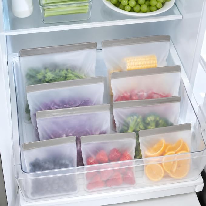 10 Pack Reusable Silicone Storage Bags Thick Leakproof Reusable Freezer Bag Dishwasher Safe Bag for Salad Fruit Snack Travel 10 Sandwich Bags