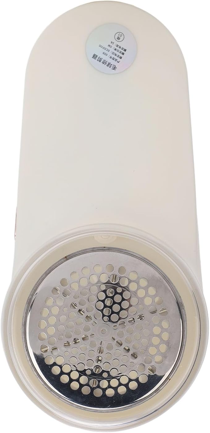 Fabric Shaver and Lint Remover, Electric Defuzzer with 6-Leaf Stainless Steel Blades, Removable Bin, Dual Protection, for Clothes, Sweater, Couch, Blanket, Curtain (Cream White)