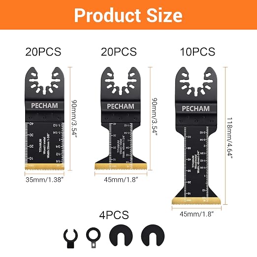 50PCS Titanium Oscillating Tool Blades, Universal Oscillating Multitool Blades Metal Cutting Quick Release for Hard Material Metal Nails Wood Plastic Fit Dewalt Rockwell Milwaukee Makita Bosch