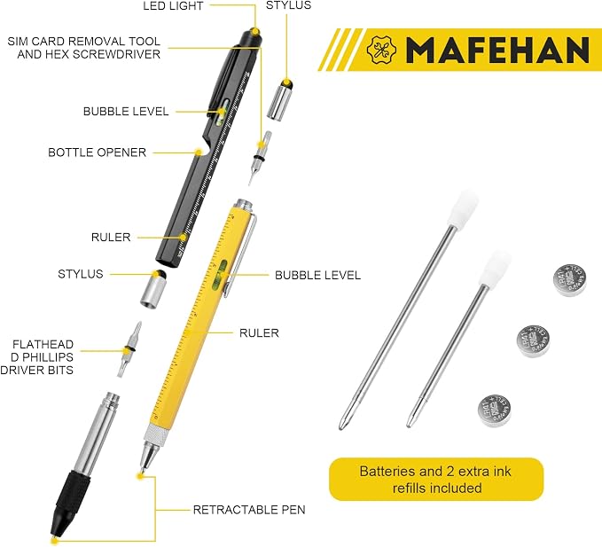 MAFEHAN 10 in 1 Multi-Tool Pen Set for Him, Cool Gadgets For Dads, Christmas Stocking Stuffers