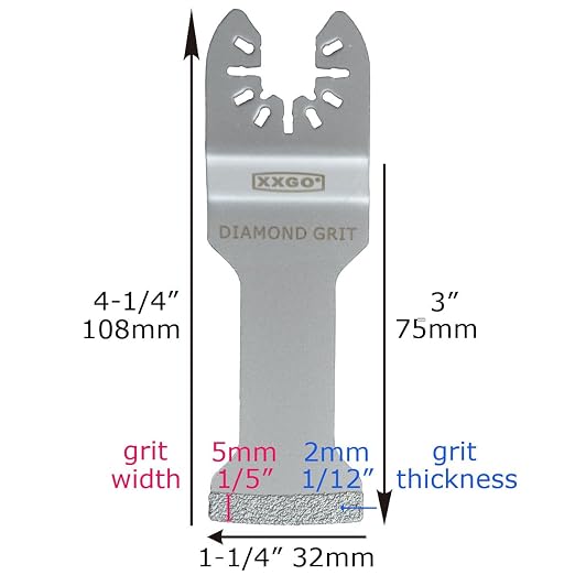 XXGO 4 Pcs Diamond Oscillating Multi Tool Gritting Grouting Saw Blades | Best for 1/8 Inch Grout Removal