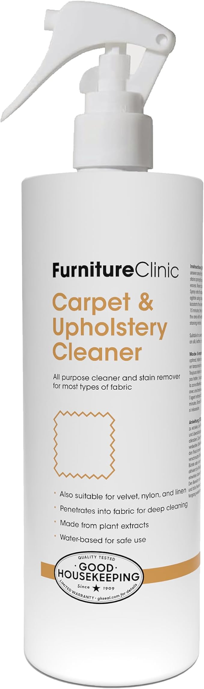Furniture Clinic Fabric Cleaner | Everyday Cleaning Spray for Furniture, Fabric, Rugs, Carpet, Couches, Car Seats and More | Quick and Easy Application (17oz / 500ml)