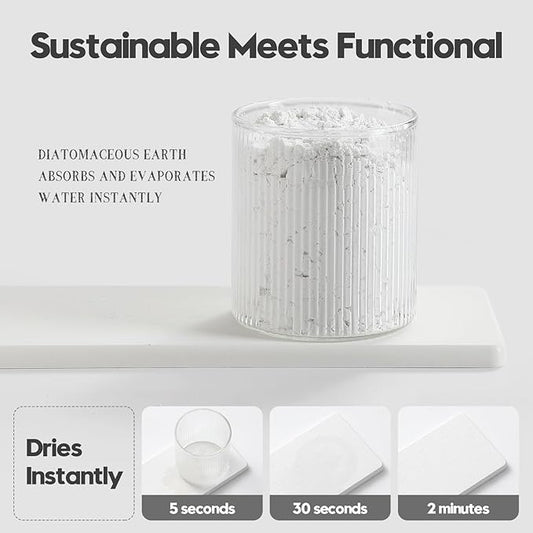 Razborci 3PCS Bathroom Sink Vanity Trays, Quick Stone Drying Mat Dish Soap Dispenser Sponge Holder for Kitchen Counter, Diatomaceous Earth Water Absorbing Caddy Organizer, White