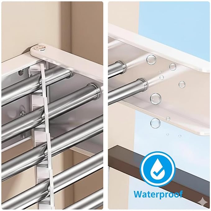Wall Mounted Clothes Drying Rack Foldable 31.5" Laundry Room Space Saving | Heavy Duty 60 lb Load Drying Rack for Towels, t-Shirt, Jacket & DelicateClothes for Apartment, Bathroom, Laundry Room & RV
