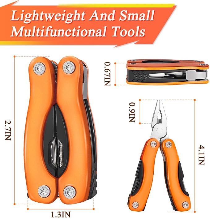 14-in-1 MINI Multitool Pliers, Portable Multitool Pliers Pocket Knife Gifts for Men on Father's Day Christmas, (EDC) Pocket Multi Tools for Outdoor, Garden, Camping, Hiking, Everyday Carry.