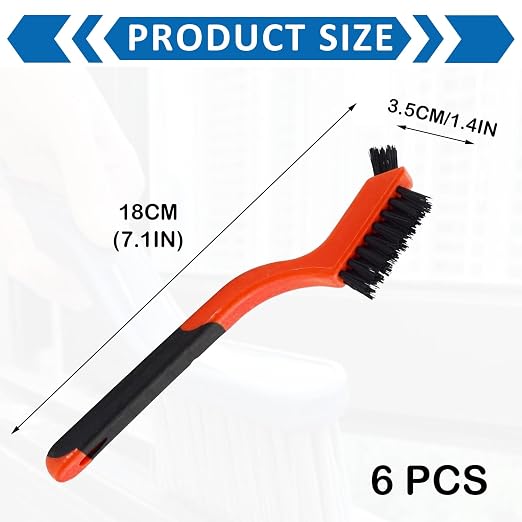 6-Pack Nylon Cleaning Brushes, Small Detail Cleaning Brushes for Tight Spaces, Dual Head Scrub Brushes for Car Detailing, Kitchen, Bathroom, Crevice Cleaning