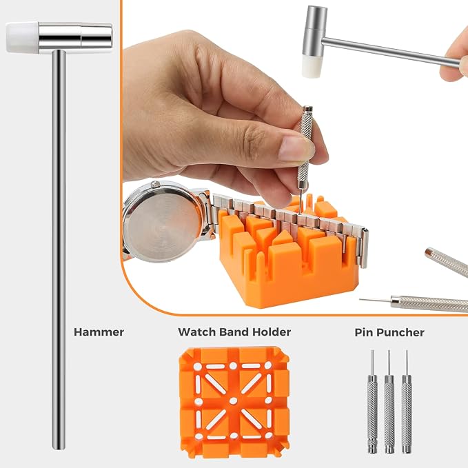 Watch Repair Kit, Professional Watch Battery Replacement Tool Watchband Link & Back Remover Spring Bar Repairing Tool Kit (122)