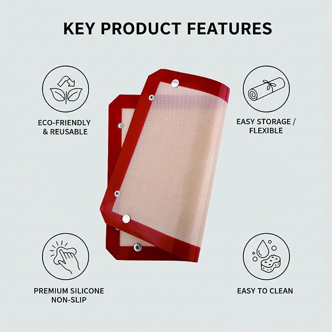 2 Pcs Silicone Baking Mat with Buckle - Leakproof, Non-Stick Silicone Fiber Oven Mat,Snap-Together Corners Form Leakproof Baking Tray,High Temp Resistant Silicone Baking Sheets for Oven(11.81×15.75in)