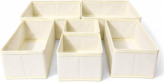 6 Pack Baby Clothes Organizer, Dresser Drawer Organizer for Baby Clothes, Foldable Fabric Closet Drawer Storage Bins, Dresser Dividers for Bras, Socks, Ties & Scarves