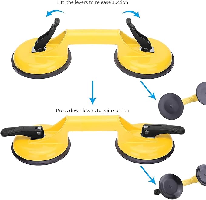 FCHO Floor Gap Fixer Tool for Laminate Floor Gap Repair Include Suction Cup and Mallet (Can't use on scraped surface floor)-Yellow Kit | Vinyl Floor Gap Repair Tool With Suction Cup Mallet Can't use on scraped surface floor, Smooth Surface Use