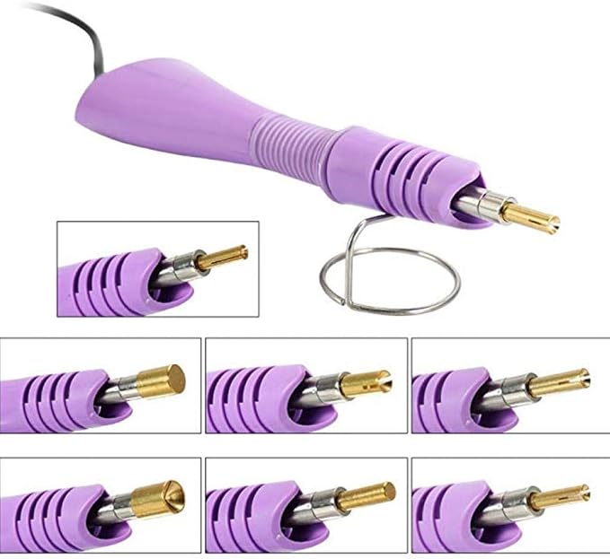 Hotfix Applicator,DIY Hot Fix Rhinestone Setter Applicator Wand Tool Kit Set with 7 Different Sizes Tips,Support Stand (Pink) | DIY rhinestone setter with 7 sizes tips, easy to use for precise hotfix application. Includes support stand for convenience