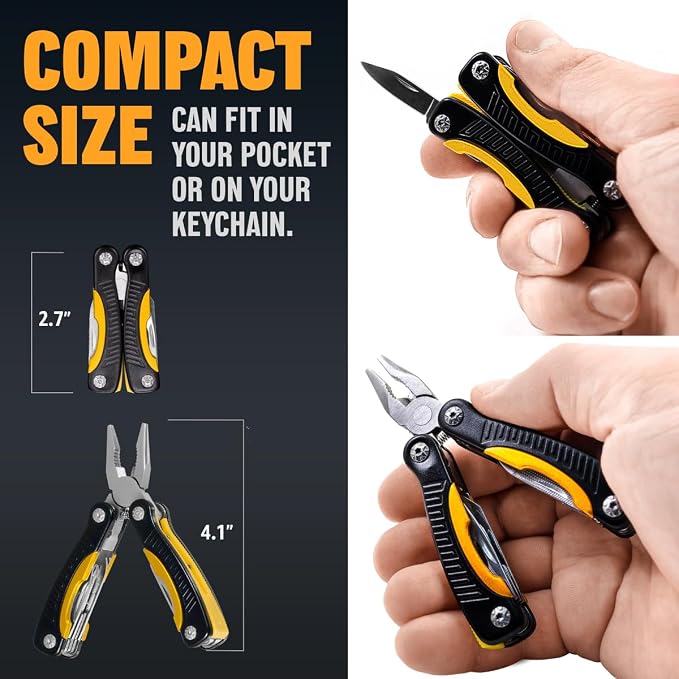 Mini Multitool Knife 12 in 1 Small Pocket Multi Tool with Knife and Pliers - Best Small Multi Purpose All in One Utility for Men & Women - Best Gear Accessory for EDC Work Camping Hiking 2229