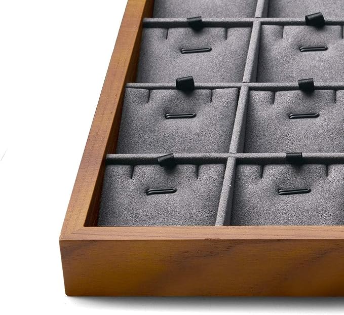 Oirlv Wooden Jewelry Tray,Jewelry Drawer Organizer,Necklace Display Tray | Stackable Design,Organizing and Presentinge Legantly on Dressers&in Dresser,Keeps Necklaces and Pendants Flat and Untangled