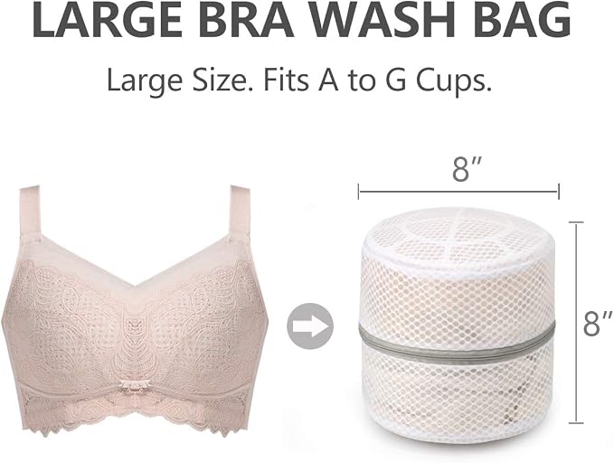 Muchfun 3Pcs Bra Wash Bags, Honeycomb Mesh Laundry Bags for Delicates | Lingerie, Intimates and Underwear 8 x 8 x 8 Inches