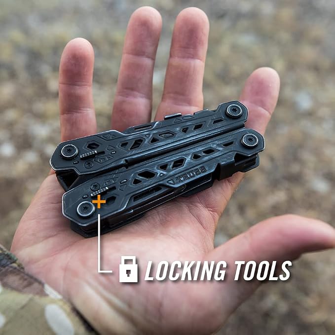 Gerber Truss 17-in-1 EDC Multitool Pliers, Pocket Knife, Molle Sheath,Black | Needle nose pliers, pocket knife, screwdriver, bottle opener included, camping & fishing gear, gifts for men, everyday carry