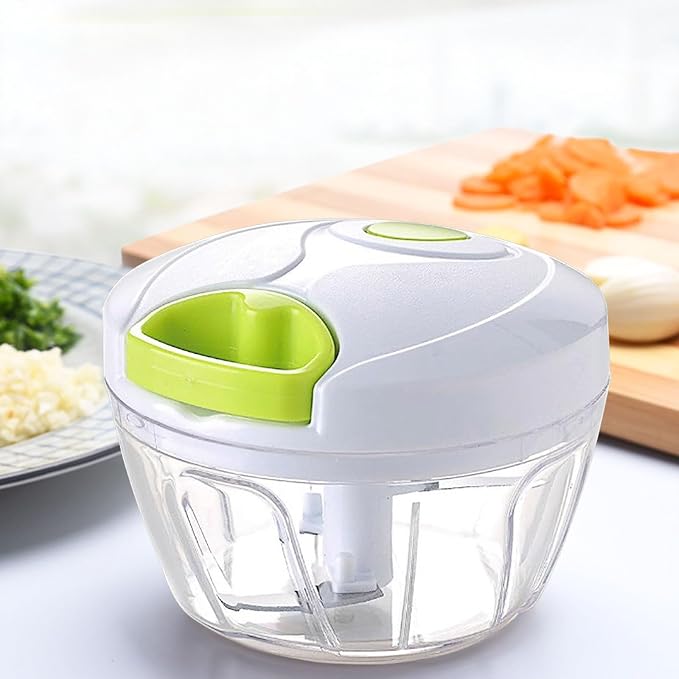 Manual Garlic Chopper Mincer,Food Processor Vegetable Chopper, Portable Hand Pull String Garlic Mincer Onion Cutter for Veggies, Fruits, Nuts, Herbs (white)
