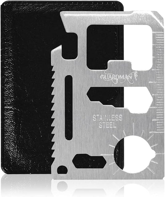 GUARDMAN 11-in-1 Survival Credit Card Multitool – Fathers Day Stocking Stuffer Christmas Gift - Multipurpose Tactical Wallet Tool With Bottle Opener, Survival Knife For Men Birthday Dad - 50 Pack