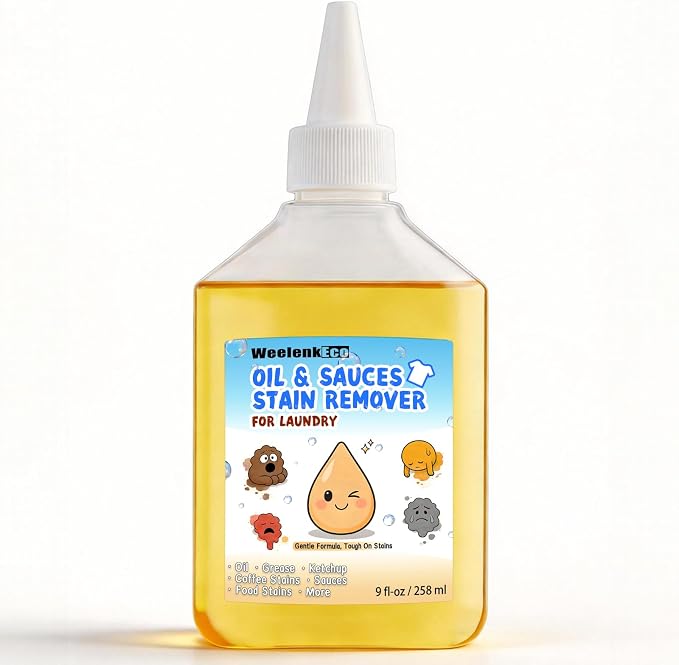 Instant Oil Stain Remover For Fabric (9 fl oz) – Effectively Eliminates Food Grease, Sauces, Motor Oil, Dried Oils, and Oily Stains. Safe for Skin and Machine-Washable Fabrics | Fabric Stain Remover For Sauces, Cooking, Engine, Dried Oil & Grease Stain...
