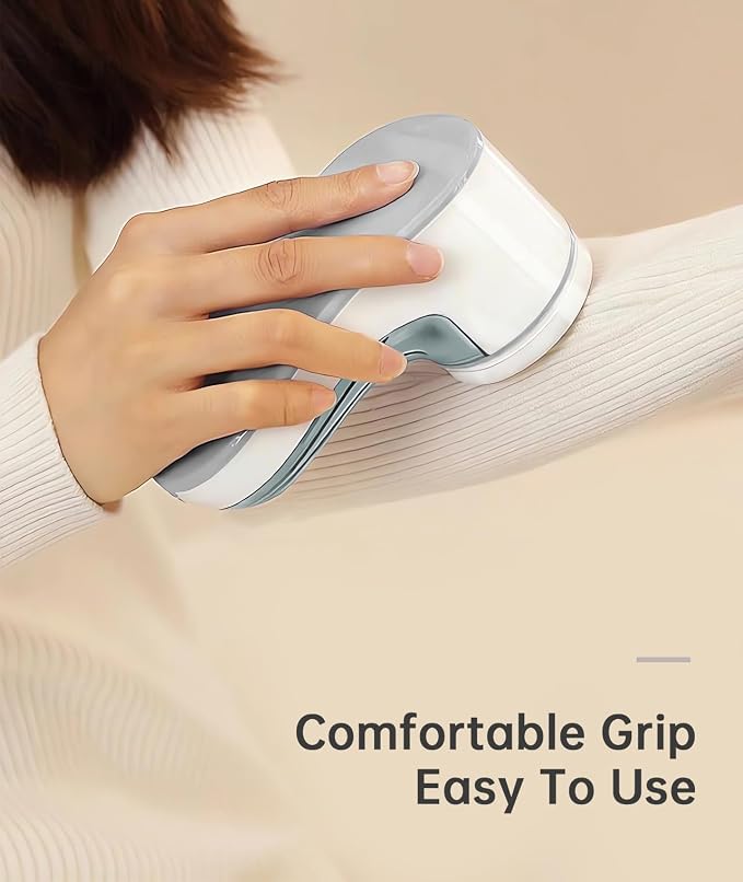 Fabric Shaver Rechargeable, Electric Lint Remover for Clothes & Furniture, Sweater Shaver & Pilling Remover, Depiller with 2 Extra Blades Included, Lint Shaver for Clothing - USB Charge, Gray