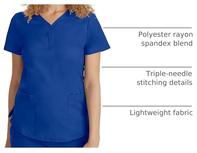 Healing Hands Purple Label Jane Scrub Top for Women Y-Neck Design | 2 Patch Pockets, Slim Fit Side Vents, Fitted Shirttail Silhouette, Breathable Comfort, Easy Care Fabric, Made for Every Shift
