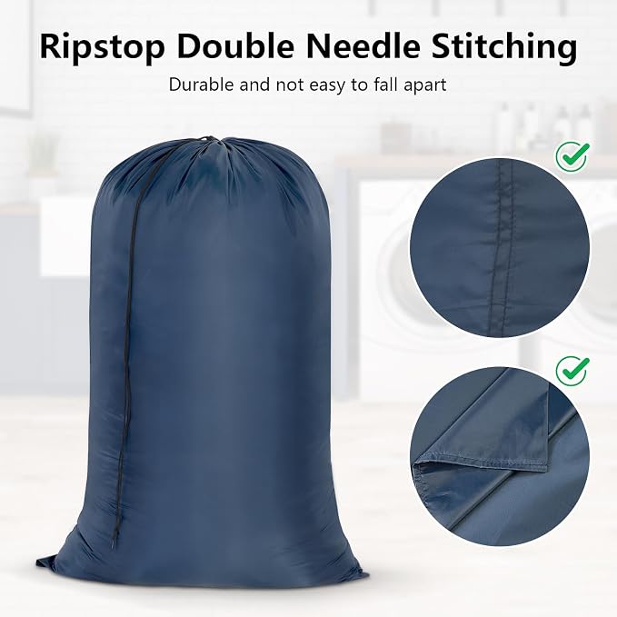 OTraki 28x45 Inch Laundry Bag 2PCS Heavy Duty Laundry Dirty Clothe Travel Wash Bag Extra Large Hamper Bag Drawstring Laundry Basket Liner Bag Drying Do Not Exceed 176℉(Navy Blue) | Travel Wash Bag Extra Large Hamper Bag Drawstring Laundry Basket Liner ...