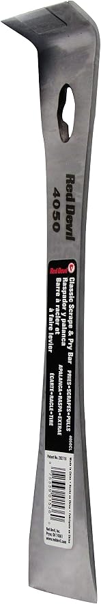 Red Devil 4050CL Classic Scrape & Pry Bar - Heavy-Duty Multi-Purpose Tool, Hardened Steel Construction, Dual Chisel Edges