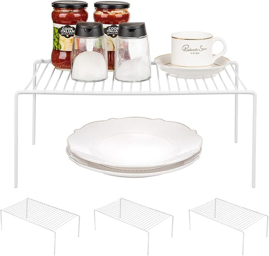 Redrubbit Medium (13 x 9. 4 Inch) Cabinet Storage Shelf Rack, Rustproof Kitchen Counter and Cabinet Shelf, Storage Rack Organizer for Kitchen, Fridge, Cabinet, Bathroom, Set of 4