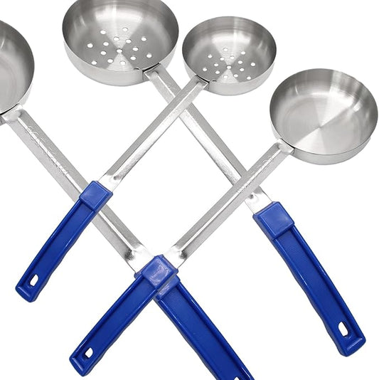 4PCS 8 oz Portion Control Serving Spoons,Measuring Ladle Scoops Food Utensils,Proportion Manage Slotted and Unslotted Scoops for Weight Loss/Kitchen(Blue)