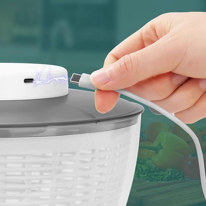 Fdit Vegetable Washer Dryer Drainer, Salad 500RPM Electric for Kitchen (6000ML 27x27x17cm/10.6x10.6x6.7in)