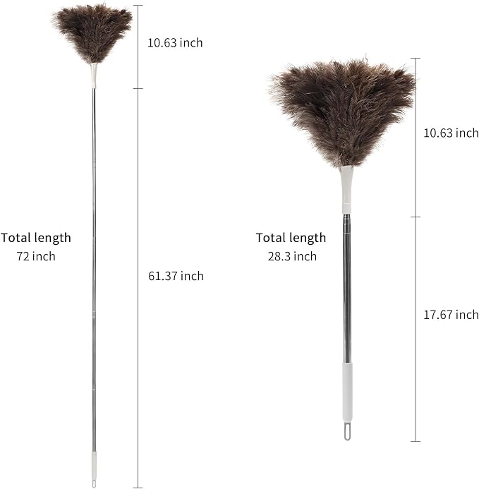Feather Duster, Ostrich Feather Duster Replacement Head, Reusable Ostrich Feather Duster, Brown (Replacement Head Only)