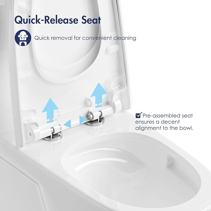 Eridanus One Piece Toilet with Comfort Chair Seat ADA Height 17.3", Powerful Dual Flush Modern Toilet, 1.1/1.6 GPF, 12" Rough-In, Elongated Toilet with Soft Closing Seat, White