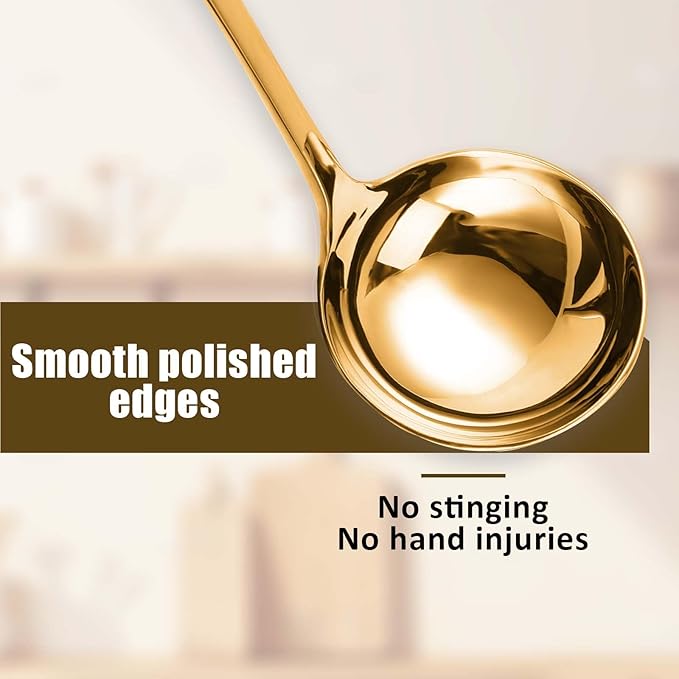 7.9'' Gold Small Ladle 18/10 Stainless Steel Gravy Ladles Sauce Soup Ladle Mirror Polished Kitchen Utensil for Spooning Gravy Sauce Soup