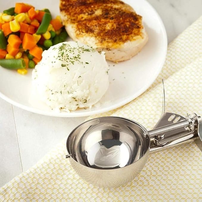 2Pack 3-3/4 OZ Ice Cream Portion Scoop with Trigger Release Food Disher with Ivory Handle #10 Food Portion Control Scoop Ice Cream Scooper Cookie Scooper for Baking