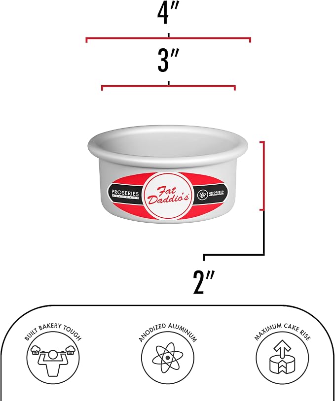 Fat Daddio's PCC-32SET Anodized Aluminum Round Cheesecake Pan with Removable Bottom, 3 x 2 inch, Set of 2