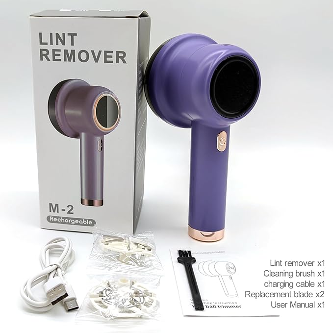 Lint Remover, Fabric Shaver Electric Bobble Remover for Clothes, USB Charging Fluff Remover Sweater Shaver with 2 Replacement Heads for Clothes Fabric