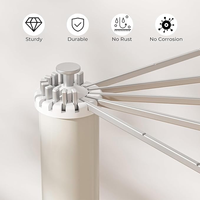 Aluminum Tripod Clothes Drying Rack, Foldable Portable Garment Stand, Space Saving Laundry Drying Stand for Clothes, Indoor Outdoor Balcony Bedroom Laundry Organizer