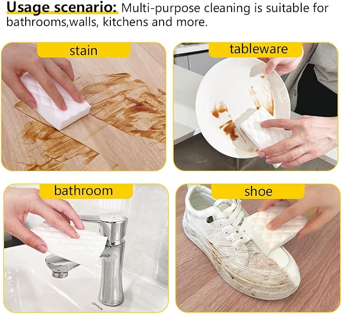 Magic Sponge Eraser, 50 Pack 2X Density Melamine Foam Cleaner for Home | Just add Water—No Chemical Cleaners Needed; Easy to Clean & Easy to Use,for Kitchen Bathroom