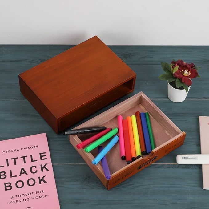 Wooden Storage Box Apothecary Drawers Vintage Wooden Drawers Wood Desktop Organizer Countertop Storage Box Library Card Catalog Cabinet Apothecary Cabinet（BROWN）