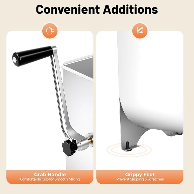 Manual Meat Mixer, 20lbs Stainless Steel Fixed Tank Meat Mixer, Manual Meat Grinder Machine with Non-Slip Feet, Countertop Food Processor, for Burger, Sausage & Jerky