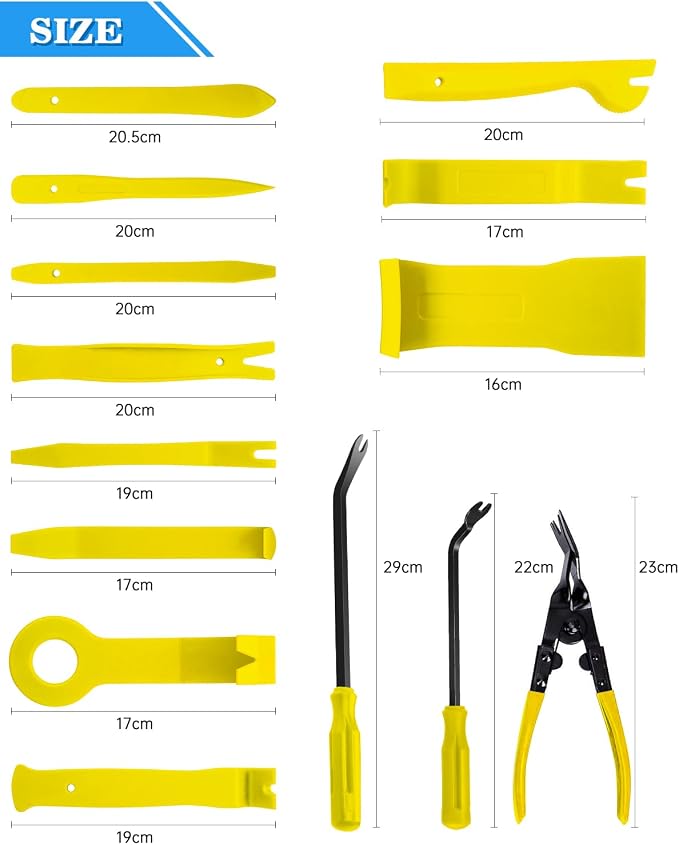 19Pcs Trim Removal Tool,Car Panel Door Audio Trim Removal Tool Kit, Auto Clip Pliers Fastener Remover Pry Tool Set with Storage Bag