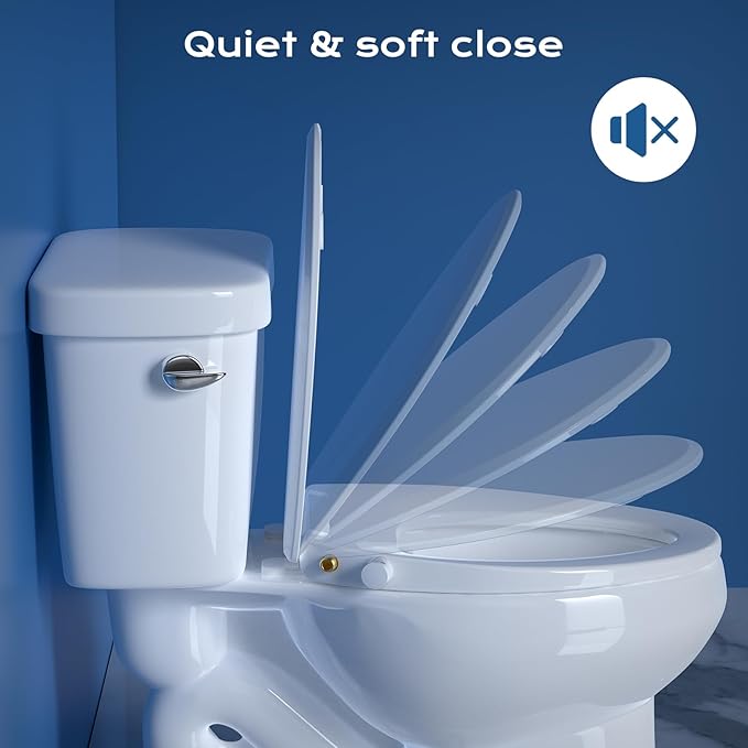 Clirass Elongated Bidet Toilet Seat with Quiet-Close, Non-Electric Bidet Mode with Dual Nozzles, Fit Elongated Toilet Seat, Adjustable Water Pressure with Brass inlet (Elongated)