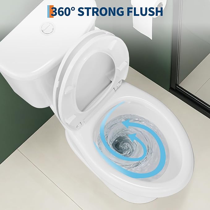 17" Elongated Dual Flush Toilet Set – Upgraded Flush, Top Dual Button, Includes Slow-Close PP Seat & Complete Tank – Eco-Conscious Family Bathroom Solution