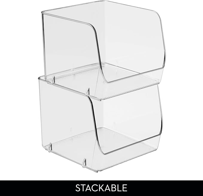 iDesign Stackable Open-Front Storage Bin, Clear | Kitchen and Pantry Organization