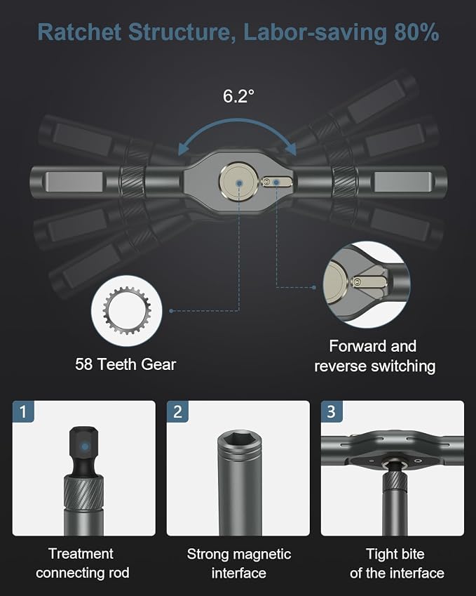 Upgraded 42 in 1 Magnetic Screwdriver Set, Ankilo DIY Ratchet Screwdriver Set Magnetic with 40 PCS Bits, Precision Repair Tool Kit for Valentine's Day Tools Gifts Furniture Computer Bicycle Black