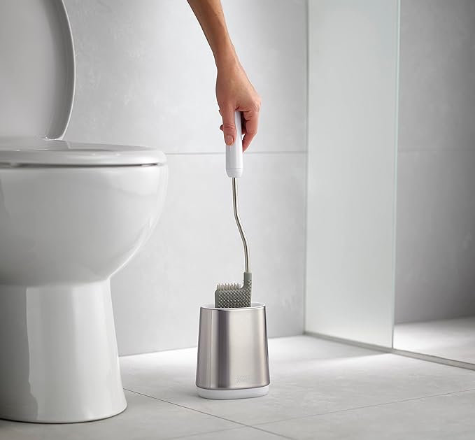 Joseph Joseph Flex Lite Stainless Steel Toilet Brush, Pack of 2, White