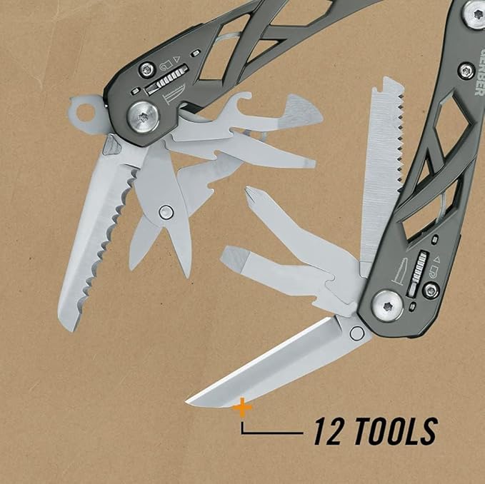 Gerber Suspension NXT 15-in-1 EDC Multitool, Pliers w/ Pocket Knife, Grey | Wire cutters, needle nose pliers, pocket knife, 12 tools, camping survival EDC, gifts for men, belt sheath included